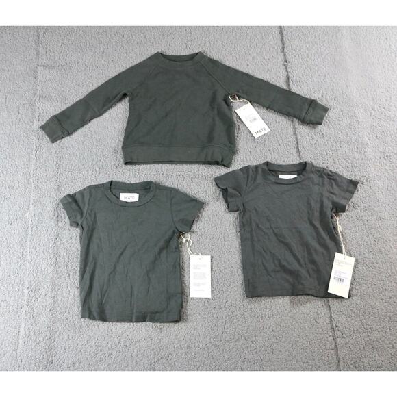New Mate The Label Kids Lot of 3 Black Charcoal 12/18 Sweatshirt T Shirt Organic - Picture 1 of 6